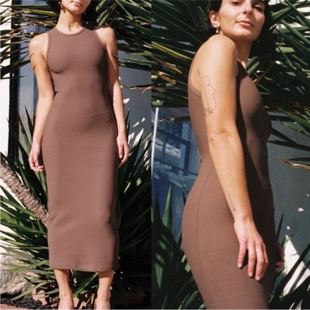 Drew Thermal Tank Midi Dress - Brown
